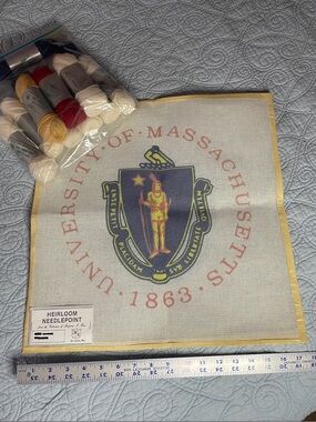 University of Massachusetts Needlepoint Kit - Canvas and wool threads included.